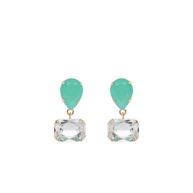 Orecchini Donna Ottaviani Bronzo Dorato Tennis Zirconi Bianchi Verdi 500949O